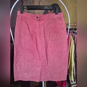 Pink Leather Midi Skirt